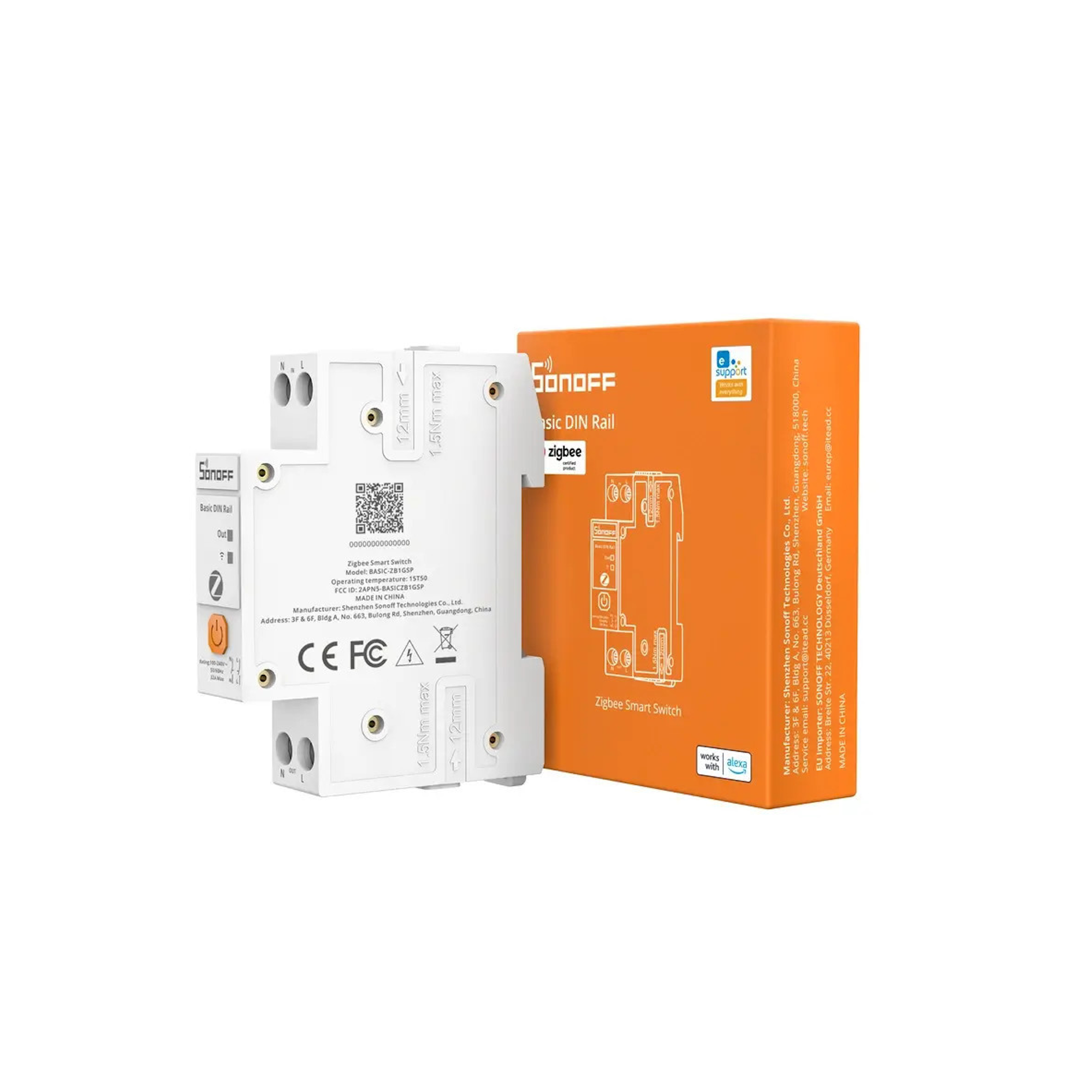 Sonoff DIN-skinne smartrelé 32A, Zigbee